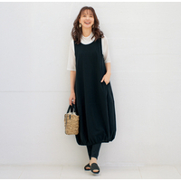 綿100％裾バルーンワンピース　ブラック　L