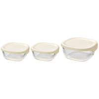 HARIO　耐熱ガラス製保存容器3個セット　白