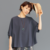 ゆったりドルマンブラウス　チャコールグレー　LL