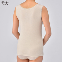肌にやわらか綿ガーゼノースリーブ　モカ　L