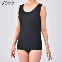 肌にやわらか綿ガーゼノースリーブ　ブラック　M