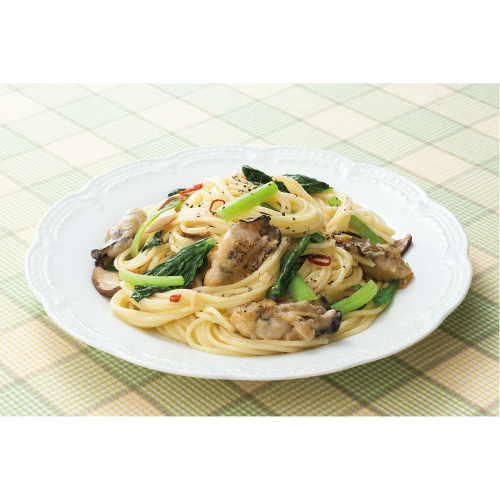 牡蠣と小松菜のパスタ