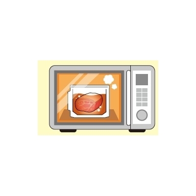作り方③電子レンジでパウチを立てて加熱