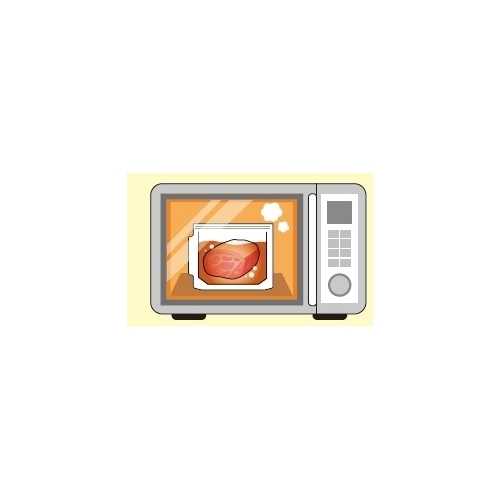 作り方③電子レンジでパウチを立てて加熱