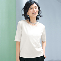 二重仕立てTシャツ　クルーネック　オフホワイト　L