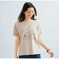ワンちゃんプリントTシャツ　CGY×オフホワイト　LL