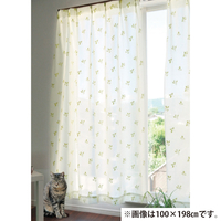 断熱パイルミラーレースカーテン2枚組GN　100×103cm
