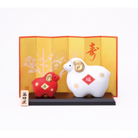 薬師窯錦彩招福未（紅白・大）1組