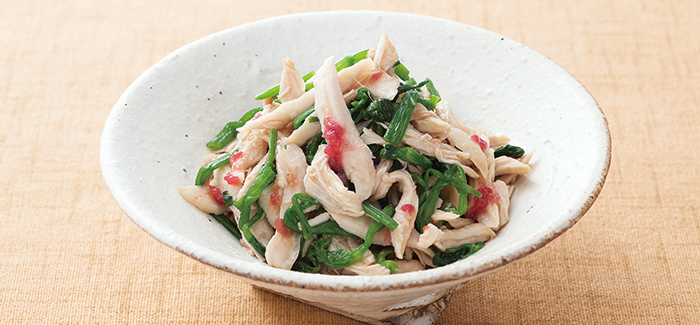 ササミとセリの梅肉和え