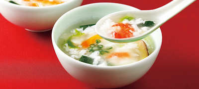 ⑦海鮮しお中華どんの具で作る淡雪スープ