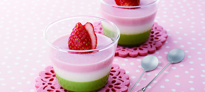 ①ひなまつりの3色ミルクプリン